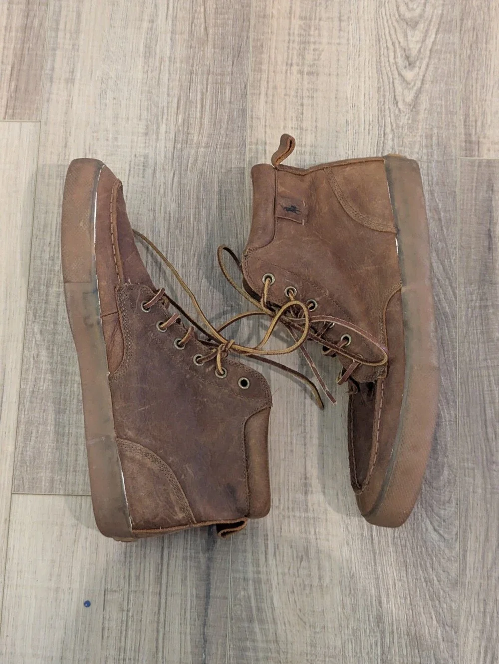 Polo Ralph Lauren Tedd Waxy Pull Up Leather Chukka Boots Men's 10.5D Brown